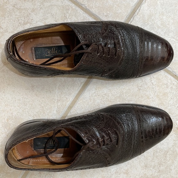 Zelli 400 Ostrich Leg Cap Toe Lace Up Brown - Picture 5 of 7